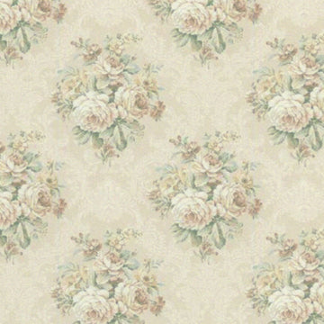 1:12, 1" Scale Dollhouse Miniature Wallpaper Yellow Rose Bouquet (3 sheets)