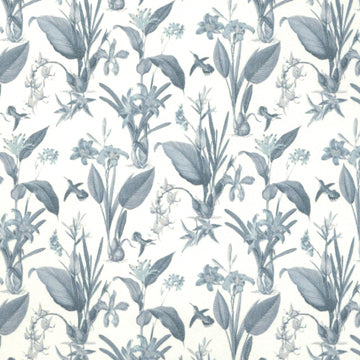 1:12, 1" Scale Dollhouse Miniature Wallpaper Blue Flowers (3 sheets)