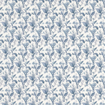 1:24, 1/2" Scale Dollhouse Miniature Wallpaper Blue Floral (3 SHEETS)