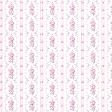 1:12, 1" Scale Dollhouse Miniature Wallpaper Pink Floral Stripe (3 sheets)