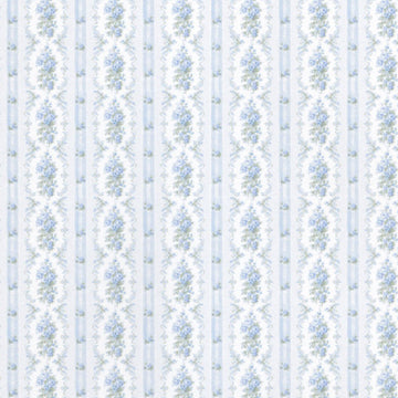 1:12, 1" Scale Dollhouse Miniature Wallpaper Blue Floral Stripe (3 sheets)