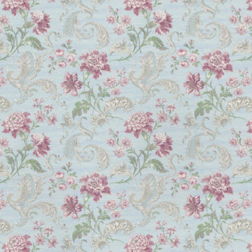 1:12, 1" Scale Dollhouse Miniature Wallpaper Aqua & Rose (3 sheets)