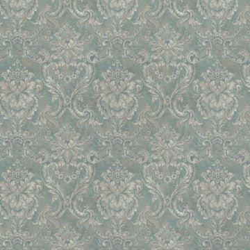 1:12, 1" Scale Dollhouse Miniature Wallpaper Green Damask (3 sheets)