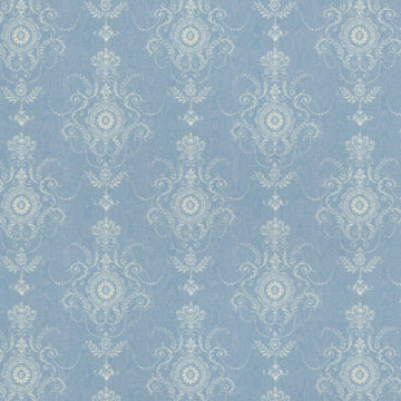 1:12, 1" Scale Dollhouse Miniature Wallpaper Blue & Ivory (3 sheets)