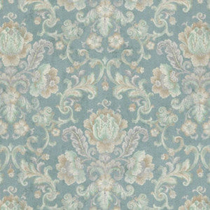 1:12, 1" Scale Dollhouse Miniature Wallpaper Teal Floral (3 sheets)