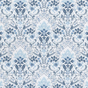1:12, 1" Scale Dollhouse Miniature Wallpaper Blue Damask (3 sheets)