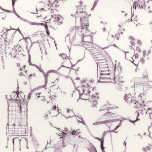 1:12, 1" Scale Dollhouse Miniature Wallpaper Purple Oriental Toile (3 sheets)