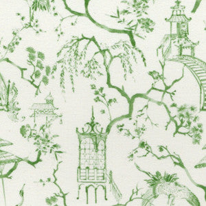 1:12, 1" Scale Dollhouse Miniature Wallpaper Green Oriental Toile (3 sheets)