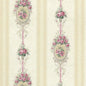 1:12, 1" Scale Dollhouse Miniature Wallpaper Pink Foral Stripe (3 sheets)