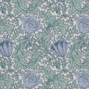 1:12, 1" Scale Dollhouse Miniature Wallpaper Green & Blue Floral (3 sheets)