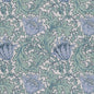 1:12, 1" Scale Dollhouse Miniature Wallpaper Green & Blue Floral (3 sheets)