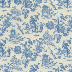 1:12, 1" Scale Dollhouse Miniature Wallpaper Blue Oriental Toile (3 sheets)