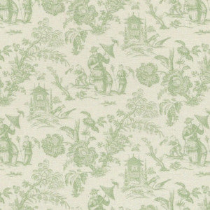 1:12, 1" Scale Dollhouse Miniature Wallpaper Green Oriental Toile (3 sheets)