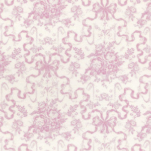 1:12, 1" Scale Dollhouse Miniature Wallpaper Pink Ribbon Floral (3 sheets)