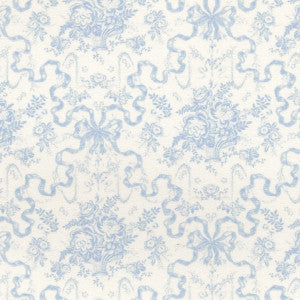 1:12, 1" Scale Dollhouse Miniature Wallpaper Blue Ribbon Floral (3 sheets)