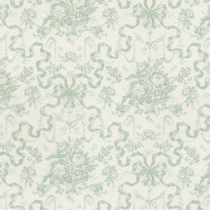 1:12, 1" Scale Dollhouse Miniature Wallpaper Green Ribbon Floral (3 sheets)