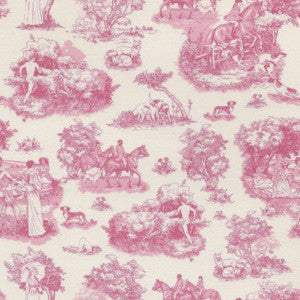 1:12, 1" Scale Dollhouse Miniature Wallpaper Pink Toile (3 sheets)