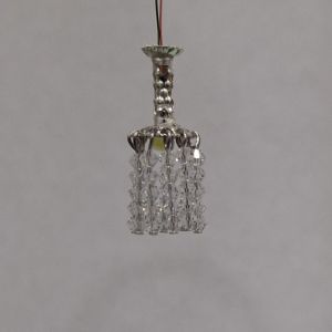 1:48, 1/4" Scale Dollhouse Miniature Light 3V Small Crystal Chandelier Silver