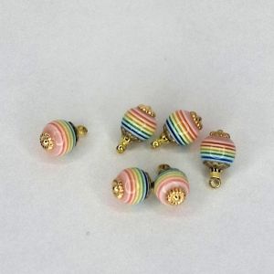 1:12 Scale Dollhouse 8mm Pastel Striped Christmas Ornaments