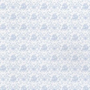 1:48, 1/4" Scale Dollhouse Miniature Wallpaper Light Blue Floral and Ribbon