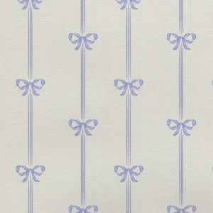 1:12 Scale Dollhouse Miniature Wallpaper Blue Bow Stripe (3 sheets)
