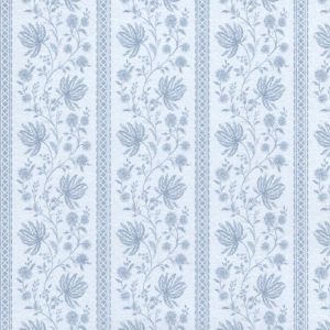 1:12 Scale Dollhouse Miniature Wallpaper Blue Floral Stripe (3 sheets)