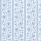 1:12 Scale Dollhouse Miniature Wallpaper Blue Floral Stripe (3 sheets)
