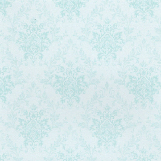 1:12 Scale Dollhouse Wallpaper Lt Teal Damask (3 sheets)