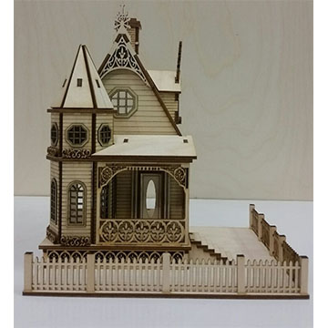 1:48, 1/4" Scale Jasmine Gothic Victorian Cottage Miniature Dollhouse Kit