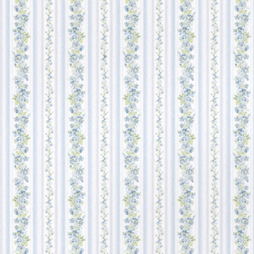 1:24, 1/2" Scale Dollhouse Miniature Wallpaper Blue Floral Stripes (3 SHEETS)