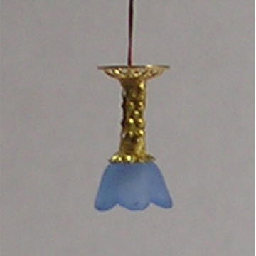 1:48, 1/4" Scale Dollhouse Miniature Chandelier Blue 3V LED Light