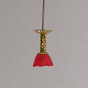 1:48, 1/4" Scale Dollhouse Miniature Chandelier Red 3V LED Light