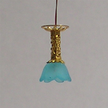 1:48, 1/4" Scale Dollhouse Miniature Chandelier Aqua 3V LED Light