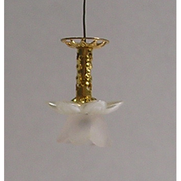 1:48, 1/4" Scale Dollhouse Miniature Light Chandelier Frosted White Shade 3V