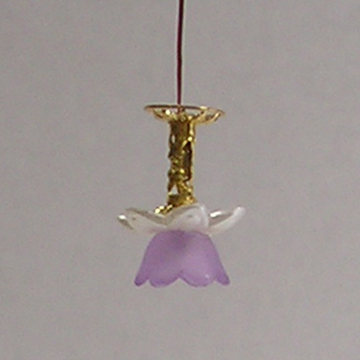 1:48, 1/4" Scale Dollhouse Miniature Light Chandelier Frosted Lavender Shade 3V