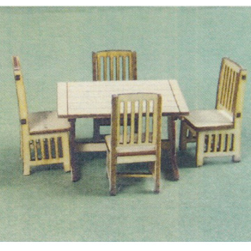 1:48 1/4" Scale Dollhouse Miniature Furniture Kit Table & 4 Chairs Q100