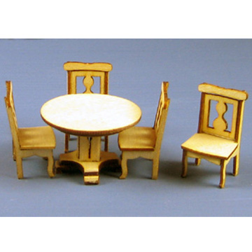 1:48, 1/4" Scale Dollhouse Miniature Furniture Kit Cottage Table & 4 Chairs Q122