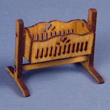 1:48, 1/4" Scale Dollhouse Miniature Furniture Kit Rocking Cradle Q305