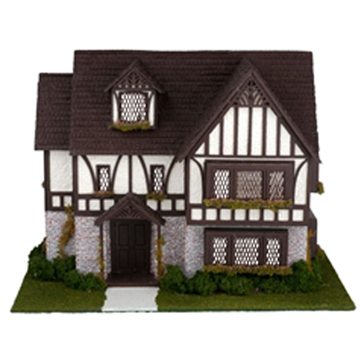 1:48 1/4" Scale Miniature Tudor Style Dollhouse Kit
