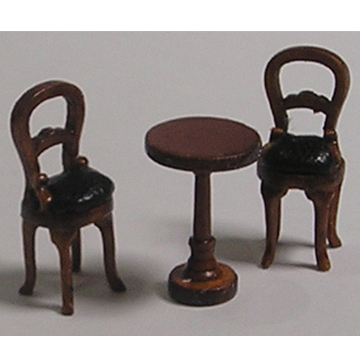 1:48, 1/4" Scale Dollhouse Miniature Furniture Bistro Table & Chairs