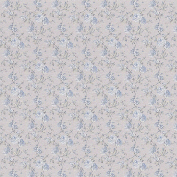 1:48, 1/4" Scale Dollhouse Miniature Wallpaper Blue Flowers on Grey