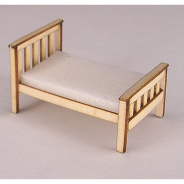 1:48, 1/4" Scale Dollhouse Miniature Furniture Kit Mission Style Bed Signature Series