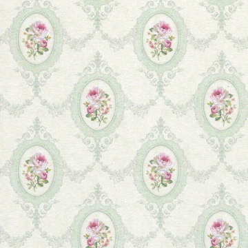1:12, 1" Scale Dollhouse Miniature Wallpaper Green Cameo (3 sheets)