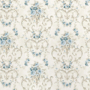 1:12, 1" Scale Dollhouse Miniature Wallpaper Blue, Green & Ivory (3 sheets)