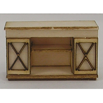 1:48, 1/4" Scale Dollhouse Miniature Furniture Kit Barn Door TV Stand