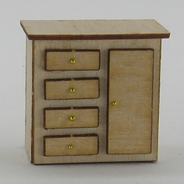 1:48, 1/4" Scale Dollhouse Miniature Furniture Kit Captains Dresser