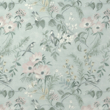 1:12, 1" Scale Dollhouse Miniature Wallpaper Teal Floral (3 sheets)