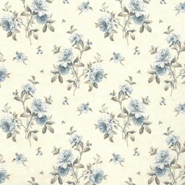 1:12, 1" Scale Dollhouse Miniature Wallpaper Blue Roses (3 sheets)