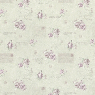1:12, 1" Scale Dollhouse Miniature Wallpaper Pink Roses/Letters (3 sheets)
